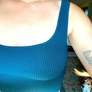 Aritzia Babylon sculpt knit crop top. Deep teal color in size 2xs.